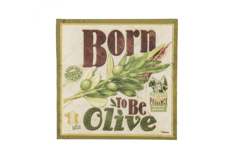 Serviettes en papier 3 plis x20 - Born to be olive