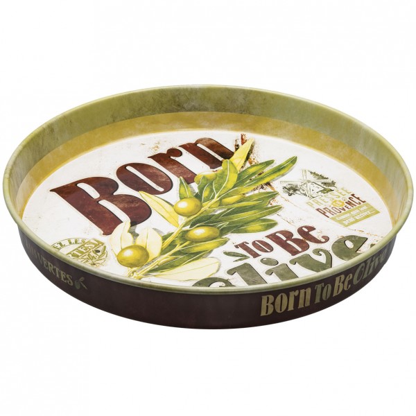 Plateau métal rond - Born to be olive