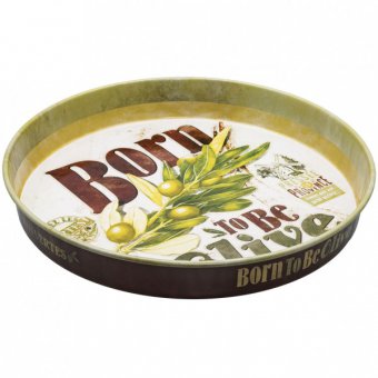 Plateau métal rond - Born to be olive - lamaisonneedines