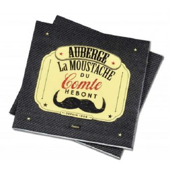 Serviettes en papier 3 plis x20 - Moustache - lamaisonneedines