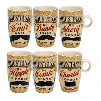 Coffret 6 tasses à café - Moustasse - lamaisonneedines